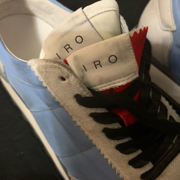 IRO Women’s Vintager suede trim sneaker. Sky blue. - Picture 7 of 12